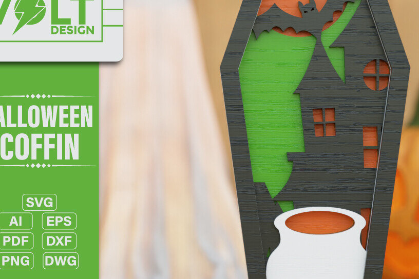 Intra απο ξύλο plywood 3mm-4mm πάχος -  πολλαπλών επιπέδων 3D  Halloween Coffin Δίασταση 20x25 cm INTRAFABR-104024744