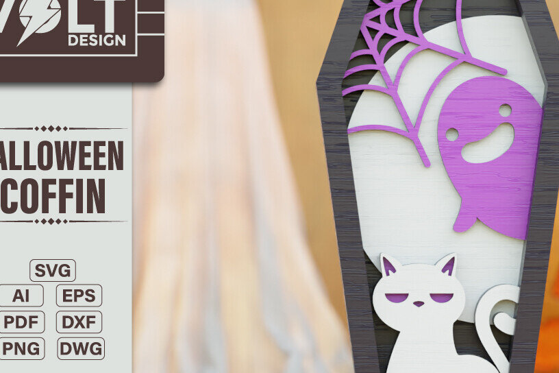 Intra απο ξύλο plywood 3mm-4mm πάχος -  πολλαπλών επιπέδων 3D  Halloween Coffin Δίασταση 20x25 cm INTRAFABR-104077880