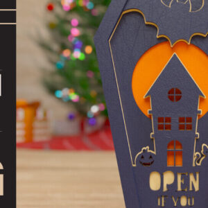 Intra απο ξύλο plywood 3mm-4mm πάχος -  πολλαπλών επιπέδων 3D  Halloween Coffin Δίασταση 40x50 cm INTRAFABR-77324987