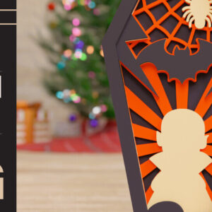 Intra απο ξύλο plywood 3mm-4mm πάχος -  πολλαπλών επιπέδων 3D  Halloween Coffin Δίασταση 40x50 cm INTRAFABR-77497277