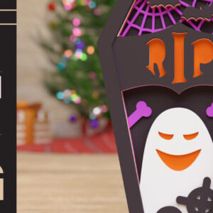 Intra απο ξύλο plywood 3mm-4mm πάχος -  πολλαπλών επιπέδων 3D  Halloween Coffin Δίασταση 40x50 cm INTRAFABR-77707968