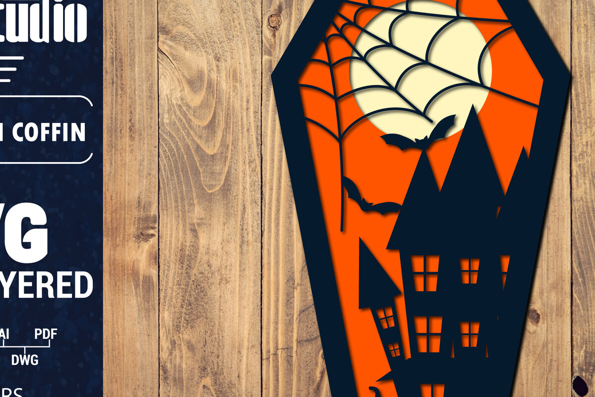 Intra απο ξύλο plywood 3mm-4mm πάχος - Halloween Coffin 3D  Papercut Laser Δίασταση 1500x1500 cm INTRAFABR-106705956
