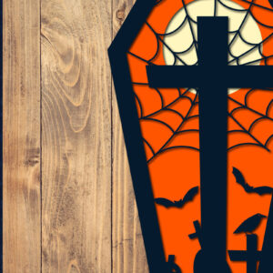 Intra απο ξύλο plywood 3mm-4mm πάχος - Halloween Coffin 3D  Papercut Laser Δίασταση 1500x1500 cm INTRAFABR-106705965