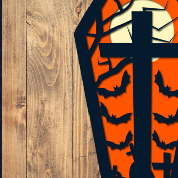 Intra απο ξύλο plywood 3mm-4mm πάχος - Halloween Coffin 3D  Papercut Laser Δίασταση 1500x1500 cm INTRAFABR-106705977 - Image 1