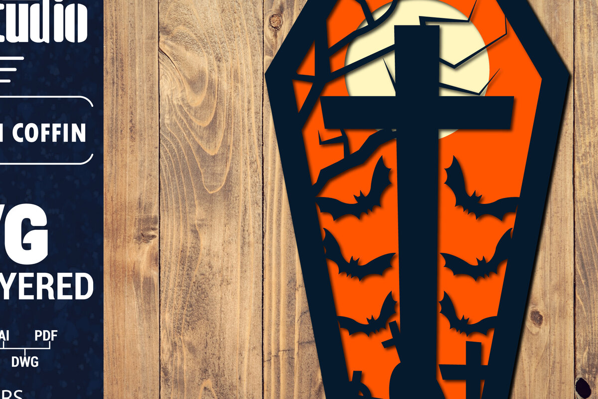 Intra απο ξύλο plywood 3mm-4mm πάχος - Halloween Coffin 3D  Papercut Laser Δίασταση 1500x1500 cm INTRAFABR-106705977