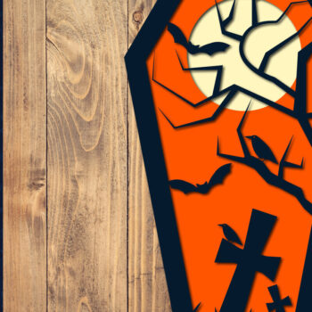 Intra απο ξύλο plywood 3mm-4mm πάχος - Halloween Coffin 3D  Papercut Laser Δίασταση 1500x1500 cm INTRAFABR-106706019 - Image 1