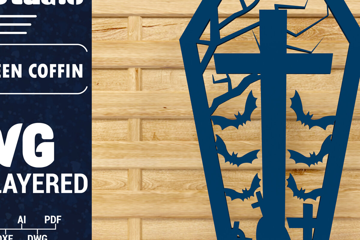 Intra απο ξύλο plywood 3mm-4mm πάχος - Halloween Coffin 3D  Papercut Laser C Δίασταση 1500x1500 cm INTRAFABR-78536786