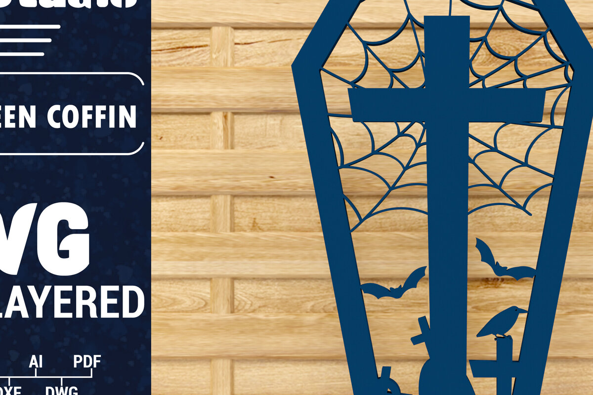 Intra απο ξύλο plywood 3mm-4mm πάχος - Halloween Coffin 3D  Papercut Laser C Δίασταση 1500x1500 cm INTRAFABR-78536795