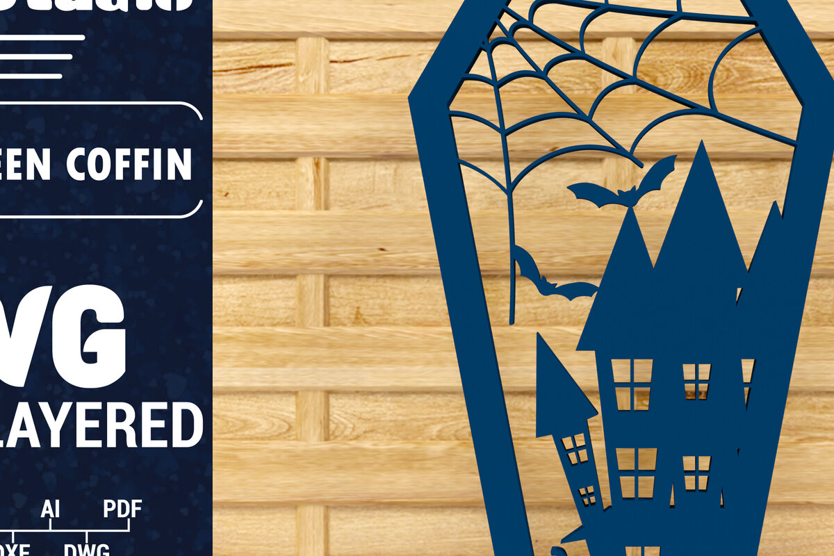 Intra απο ξύλο plywood 3mm-4mm πάχος - Halloween Coffin 3D  Papercut Laser C Δίασταση 1500x1500 cm INTRAFABR-78536800