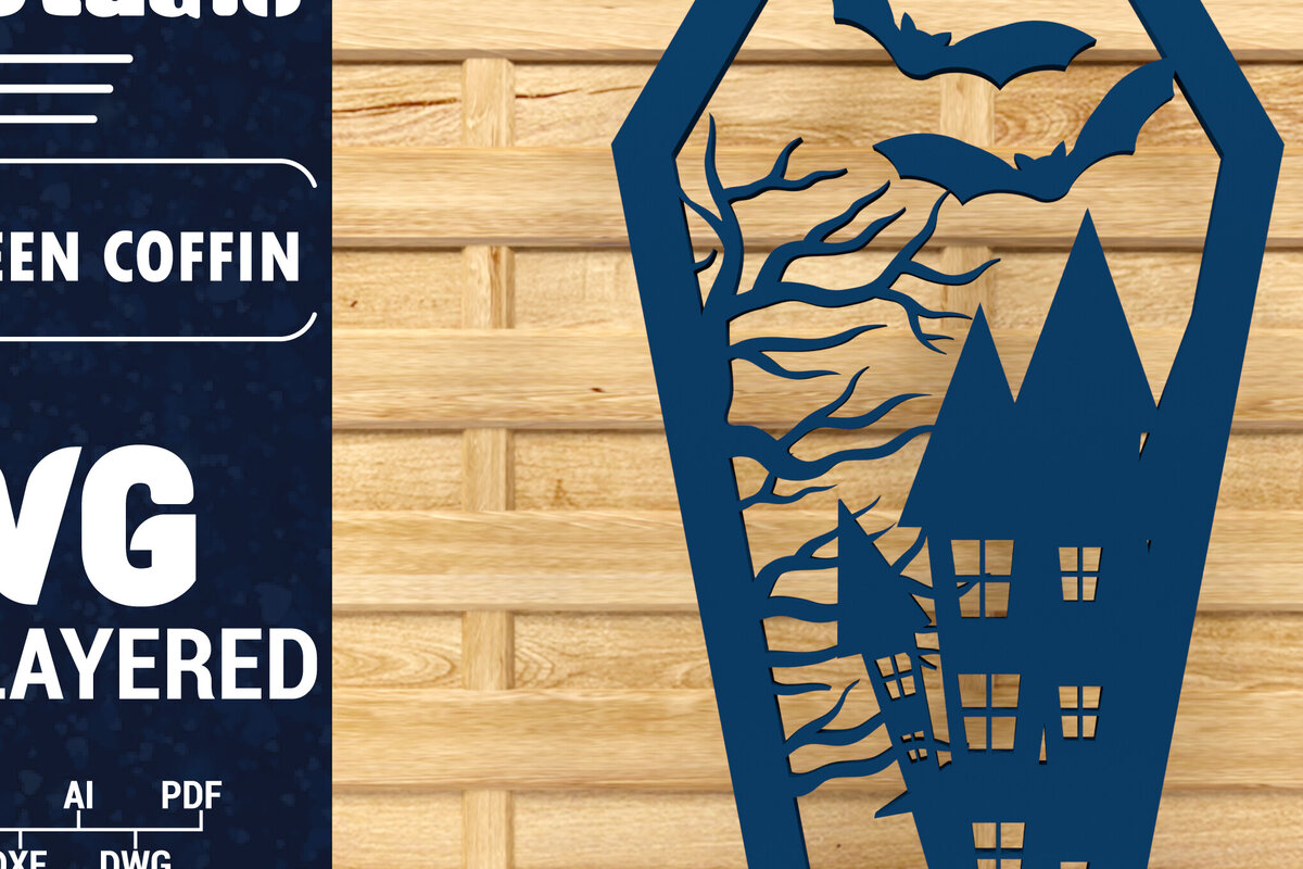 Intra απο ξύλο plywood 3mm-4mm πάχος - Halloween Coffin 3D  Papercut Laser C Δίασταση 1500x1500 cm INTRAFABR-78536814