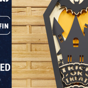 Intra απο ξύλο plywood 3mm-4mm πάχος - Halloween Coffin 3D  Papercut Laser C Δίασταση 1500x1500 cm INTRAFABR-78659854