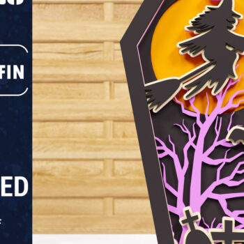 Intra απο ξύλο plywood 3mm-4mm πάχος - Halloween Coffin 3D  Papercut Laser C Δίασταση 1500x1500 cm INTRAFABR-78750285 - Image 1