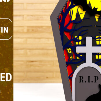 Intra απο ξύλο plywood 3mm-4mm πάχος - Halloween Coffin 3D Papercut Laser C Δίασταση 1500x1500 cm INTRAFABR-77807678 - Image 1