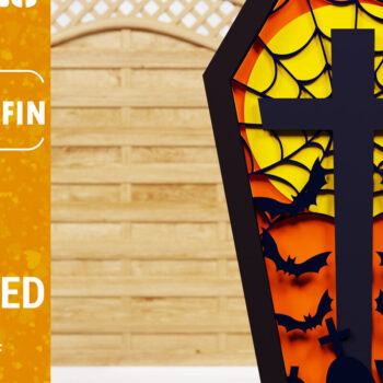 Intra απο ξύλο plywood 3mm-4mm πάχος - Halloween Coffin 3D Papercut Laser C Δίασταση 1500x1500 cm INTRAFABR-78124756 - Image 1