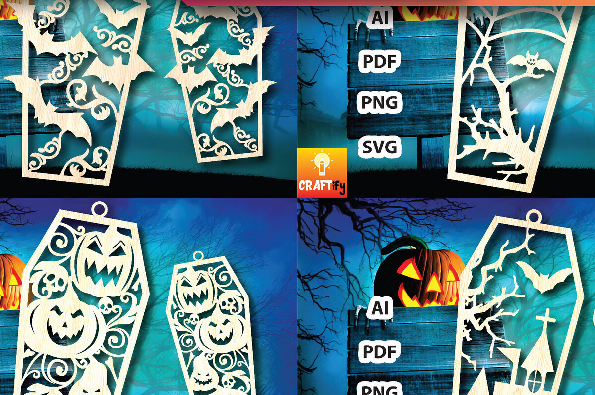 Intra απο ξύλο plywood 3mm-4mm πάχος - Δέσμη στολίδι αποκριάτικων φέρετρων Δίασταση 6x6 cm INTRAFABR-104602385