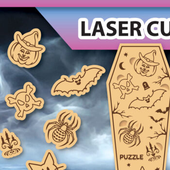 Intra απο ξύλο plywood 3mm-4mm πάχος - Halloween Coffin Puzzle Cut Laser  Δίασταση 15x15 cm INTRAFABR-104598889 - Image 1