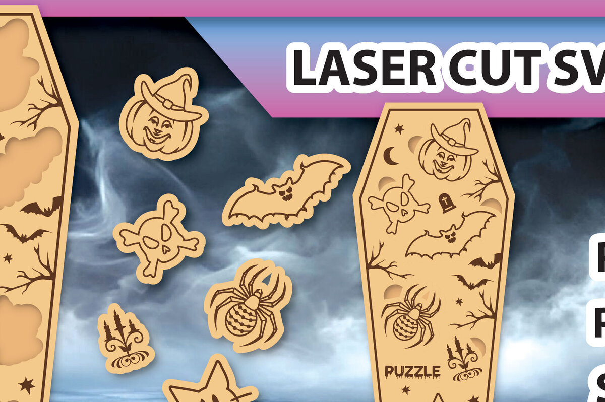 Intra απο ξύλο plywood 3mm-4mm πάχος - Halloween Coffin Puzzle Cut Laser  Δίασταση 15x15 cm INTRAFABR-104598889