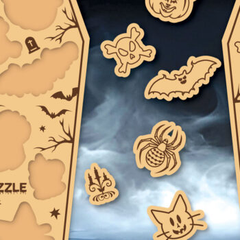 Intra απο ξύλο plywood 3mm-4mm πάχος - Halloween Coffin Puzzle Cut Laser  Δίασταση 15x15 cm INTRAFABR-104598889 - Image 2