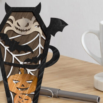 Intra απο ξύλο plywood 3mm-4mm πάχος - Πρότυπο κοπής πολλών επιπέδων αποκριάτικων φέρετρων Δίασταση 8x13 cm INTRAFABR-79605120 - Image 2