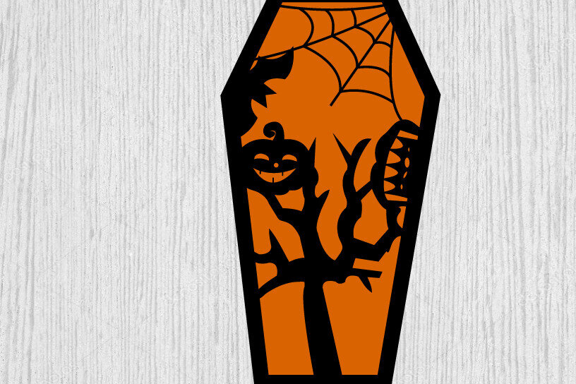 Intra απο ξύλο plywood 3mm-4mm πάχος - Halloween Coffins  Μεταλλική Τέχνη τοίχου Δίασταση 40x50 cm INTRAFABR-105154886