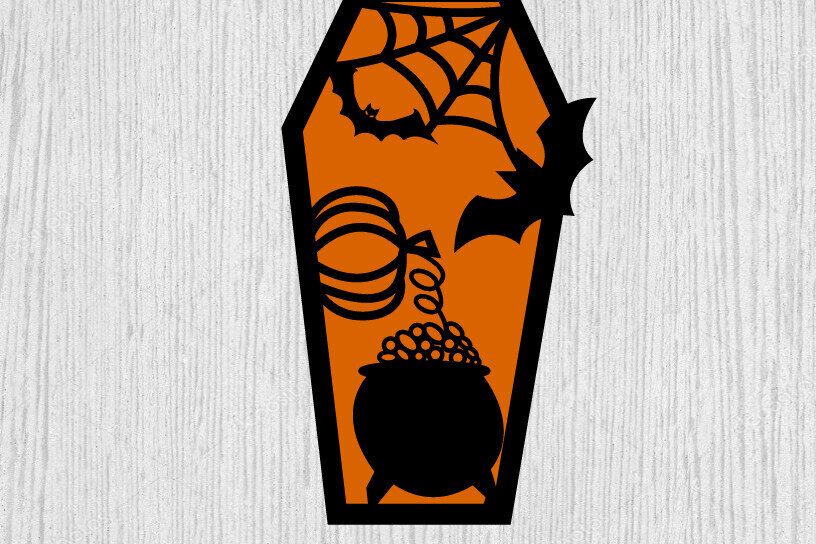 Intra απο ξύλο plywood 3mm-4mm πάχος - Halloween Coffins  Μεταλλική Τέχνη τοίχου Δίασταση 40x50 cm INTRAFABR-105154608