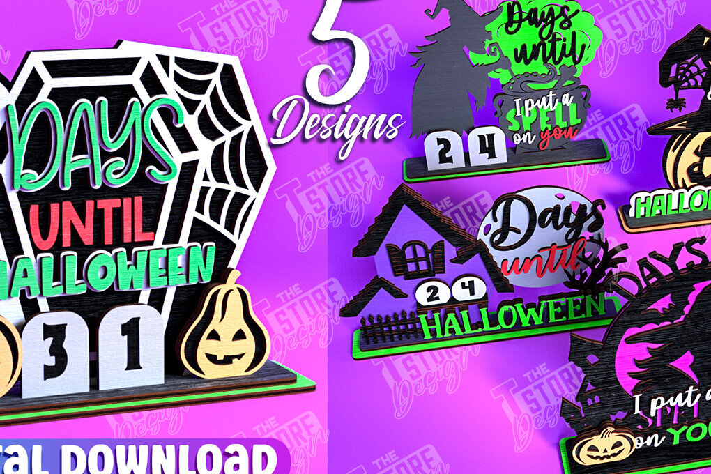 Intra απο ξύλο plywood 3mm-4mm πάχος - Πακέτο ημερολογίου αντίστροφης μέτρησης για το Halloween |CNC Δίασταση 15x15 cm INTRAFABR-103932012