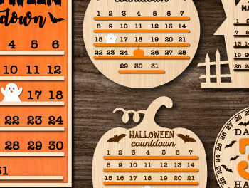 Intra απο ξύλο plywood 3mm-4mm πάχος - Πακέτο αποκοπής λέιζερ αντίστροφης μέτρησης για το Halloween Δίασταση 15x15 cm INTRAFABR-81062093 - Image 1