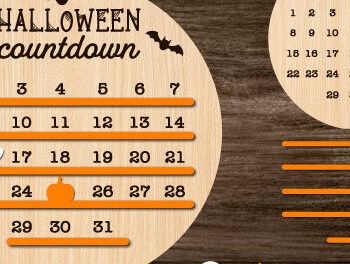 Intra απο ξύλο plywood 3mm-4mm πάχος - Πακέτο αποκοπής λέιζερ αντίστροφης μέτρησης για το Halloween Δίασταση 15x15 cm INTRAFABR-81062093 - Image 2