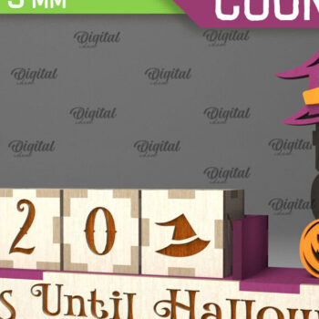 Intra απο ξύλο plywood 3mm-4mm πάχος - Σχέδιο κοπής λέιζερ αντίστροφης μέτρησης για το Halloween Δίασταση 15x15 cm INTRAFABR-104365120 - Image 1