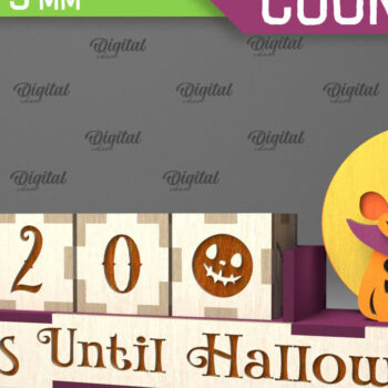 Intra απο ξύλο plywood 3mm-4mm πάχος - Σχέδιο κοπής λέιζερ αντίστροφης μέτρησης για το Halloween Δίασταση 15x15 cm INTRAFABR-104364823 - Image 1