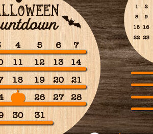 Intra απο ξύλο plywood 3mm-4mm πάχος - Σχέδιο κοπής λέιζερ αντίστροφης μέτρησης για το Halloween Δίασταση 15x15 cm INTRAFABR-81062035