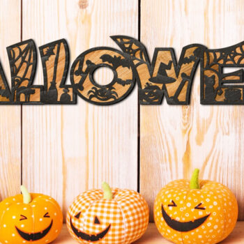 Intra απο ξύλο plywood 3mm-4mm πάχος - HALLOWEEN, Πρότυπο αποκοπής, με λέιζερ Δίασταση 24x4 cm INTRAFABR-77842795 - Image 1