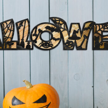 Intra απο ξύλο plywood 3mm-4mm πάχος - HALLOWEEN, Πρότυπο αποκοπής, με λέιζερ Δίασταση 24x4 cm INTRAFABR-77842795 - Image 2