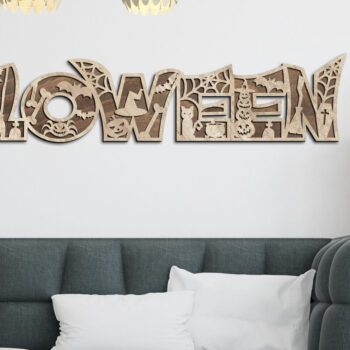 Intra απο ξύλο plywood 3mm-4mm πάχος - HALLOWEEN, Πρότυπο αποκοπής, με λέιζερ Δίασταση 24x4 cm INTRAFABR-77842795 - Image 6