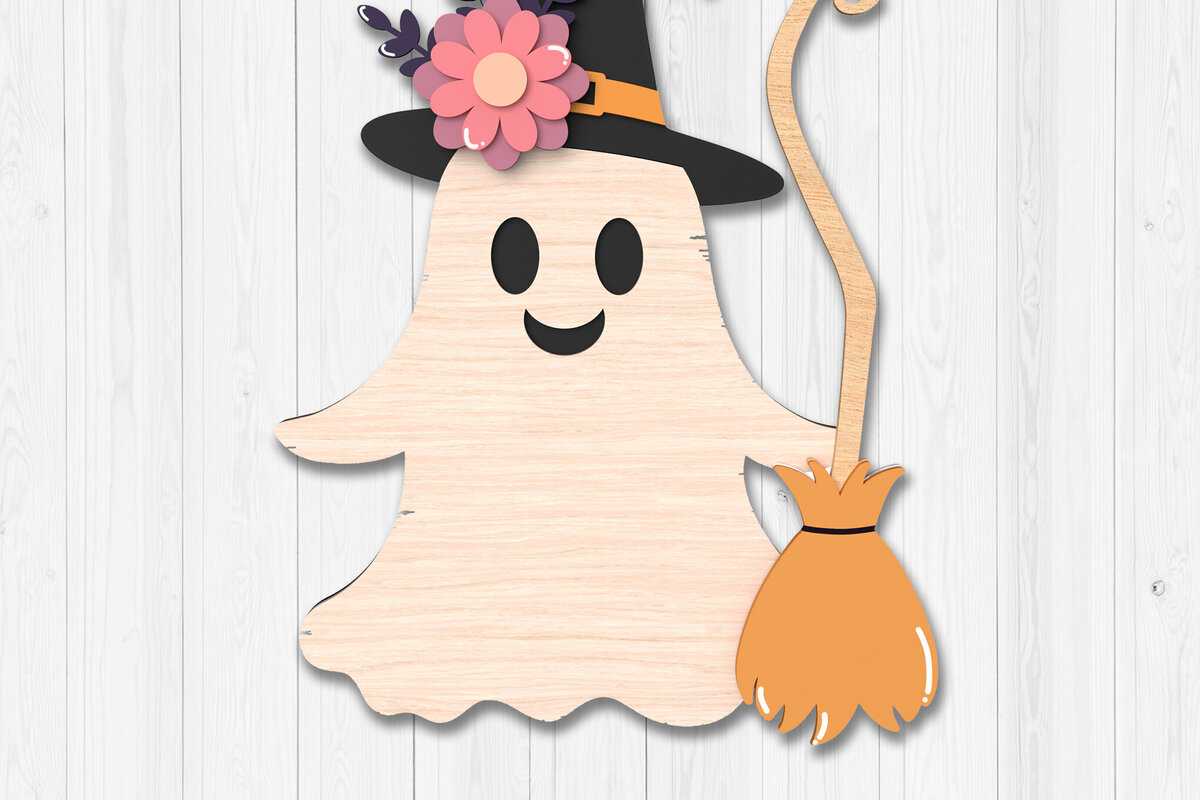 Intra απο ξύλο plywood 3mm-4mm πάχος - Χαριτωμένο φάντασμα αποκριών Δίασταση 30x20 cm INTRAFABR-105736602