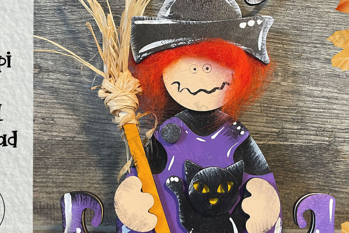 Intra απο ξύλο plywood 3mm-4mm πάχος - Halloween Cute Witch Laser  Δίασταση 6x6 cm INTRAFABR-78191062