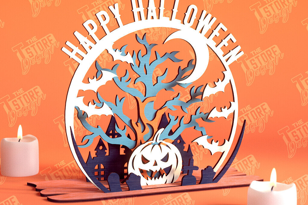 Intra απο ξύλο plywood 3mm-4mm πάχος - Διακόσμηση αποκριών | 3D σκηνή αποκριών|CNC Δίασταση 15x15 cm INTRAFABR-103793013