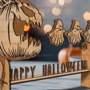 Intra απο ξύλο plywood 3mm-4mm πάχος - Halloween Decor | Halloween Pacman Δίασταση 15x15 cm INTRAFABR-106072938 - Image 3