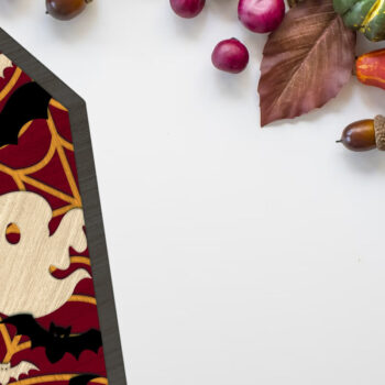 Intra απο ξύλο plywood 3mm-4mm πάχος - Διακοσμητικό φέρετρο αποκριών με φάντασμα Δίασταση 7x12 cm INTRAFABR-105775634 - Image 3