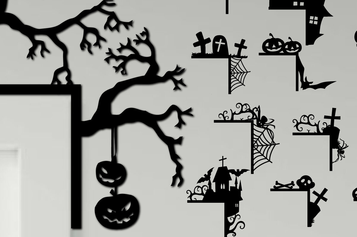 Intra απο ξύλο plywood 3mm-4mm πάχος - Γωνιακό Πακέτο πόρτας Halloween  Δίασταση 15x15 cm INTRAFABR-79022671