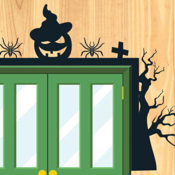 Intra απο ξύλο plywood 3mm-4mm πάχος - Σχέδιο κοπής με λέιζερ γωνία πόρτας Halloween 3 Δίασταση 15x15 cm INTRAFABR-80121741 - Image 1