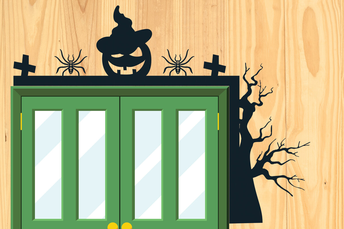 Intra απο ξύλο plywood 3mm-4mm πάχος - Σχέδιο κοπής με λέιζερ γωνία πόρτας Halloween 3 Δίασταση 15x15 cm INTRAFABR-80121741