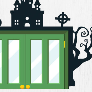 Intra απο ξύλο plywood 3mm-4mm πάχος - Σχέδιο κοπής με λέιζερ γωνία πόρτας Halloween 4 Δίασταση 15x15 cm INTRAFABR-80121809 - Image 1