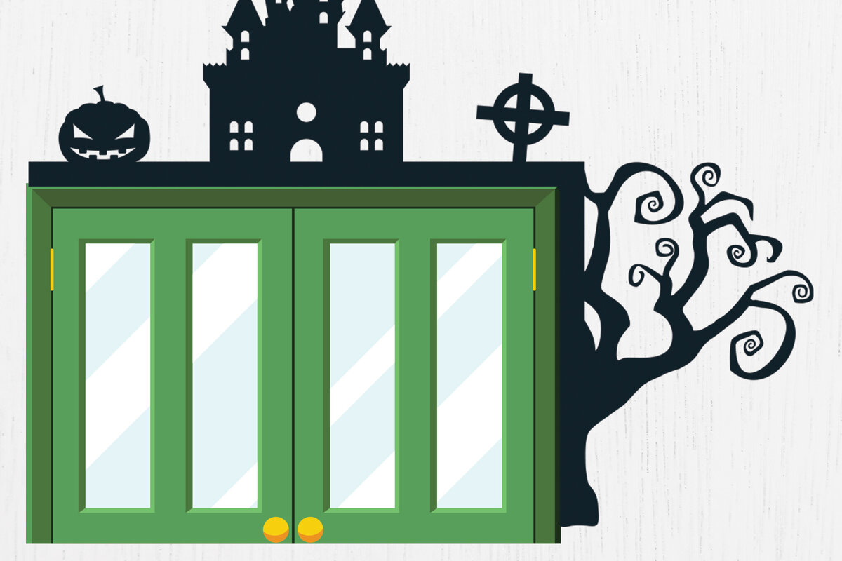 Intra απο ξύλο plywood 3mm-4mm πάχος - Σχέδιο κοπής με λέιζερ γωνία πόρτας Halloween 4 Δίασταση 15x15 cm INTRAFABR-80121809