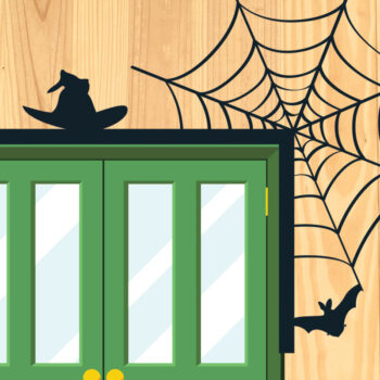 Intra απο ξύλο plywood 3mm-4mm πάχος - Σχέδιο κοπής με λέιζερ γωνία πόρτας Halloween 5 Δίασταση 15x15 cm INTRAFABR-80207354 - Image 1