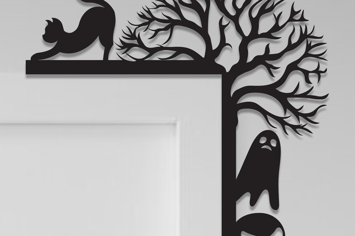 Intra απο ξύλο plywood 3mm-4mm πάχος - Halloween Door Corner Laser Cut  Δίασταση 15x15 cm INTRAFABR-105623511