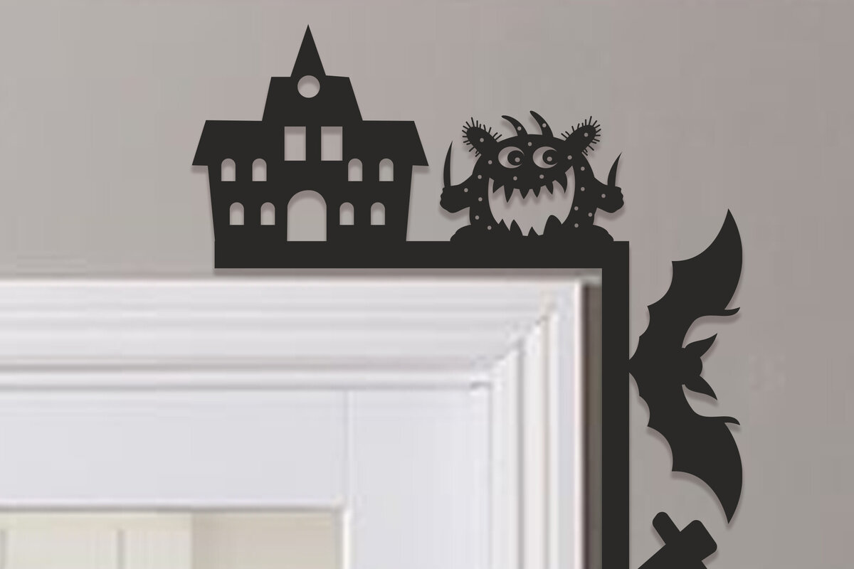 Intra απο ξύλο plywood 3mm-4mm πάχος - Halloween Door Corner Laser Cut  Δίασταση 15x15 cm INTRAFABR-100615655
