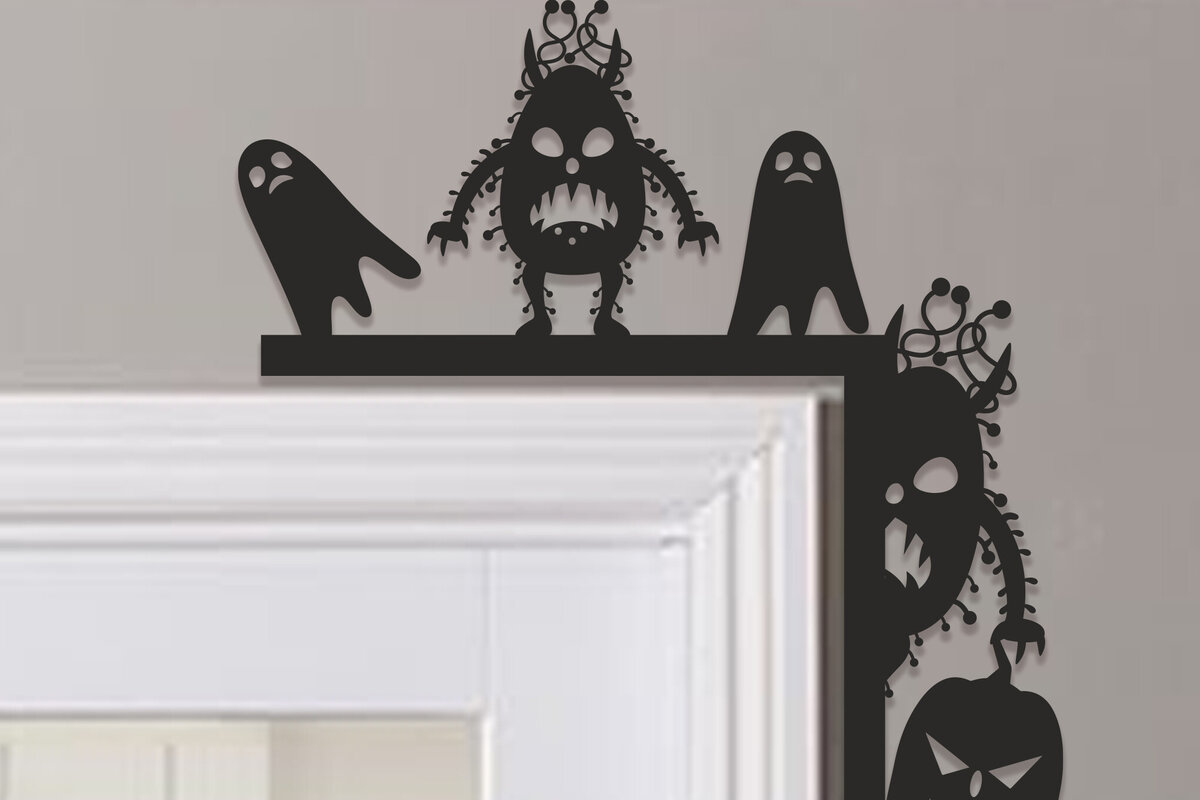 Intra απο ξύλο plywood 3mm-4mm πάχος - Halloween Door Corner Laser Cut  Δίασταση 15x15 cm INTRAFABR-100615658