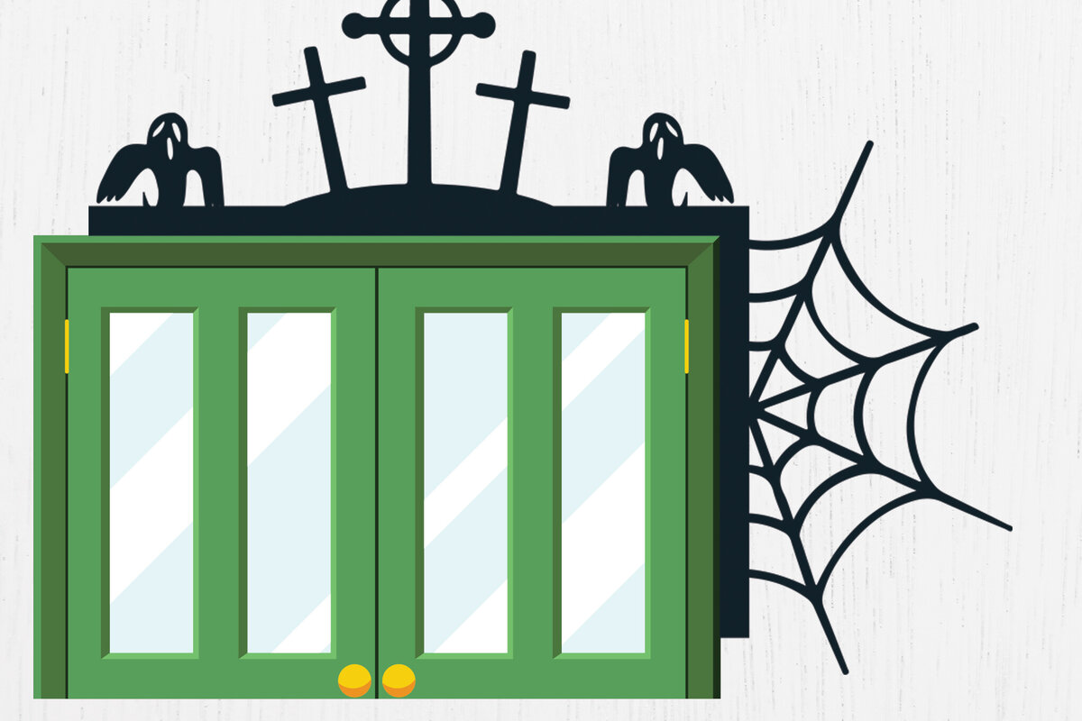 Intra απο ξύλο plywood 3mm-4mm πάχος - Πακέτο Halloween Door Corner  10 Δίασταση 15x15 cm INTRAFABR-80326908