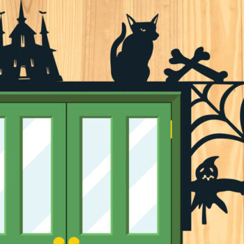 Intra απο ξύλο plywood 3mm-4mm πάχος - Πακέτο Halloween Door Corner  12 Δίασταση 15x15 cm INTRAFABR-80327320 - Image 1